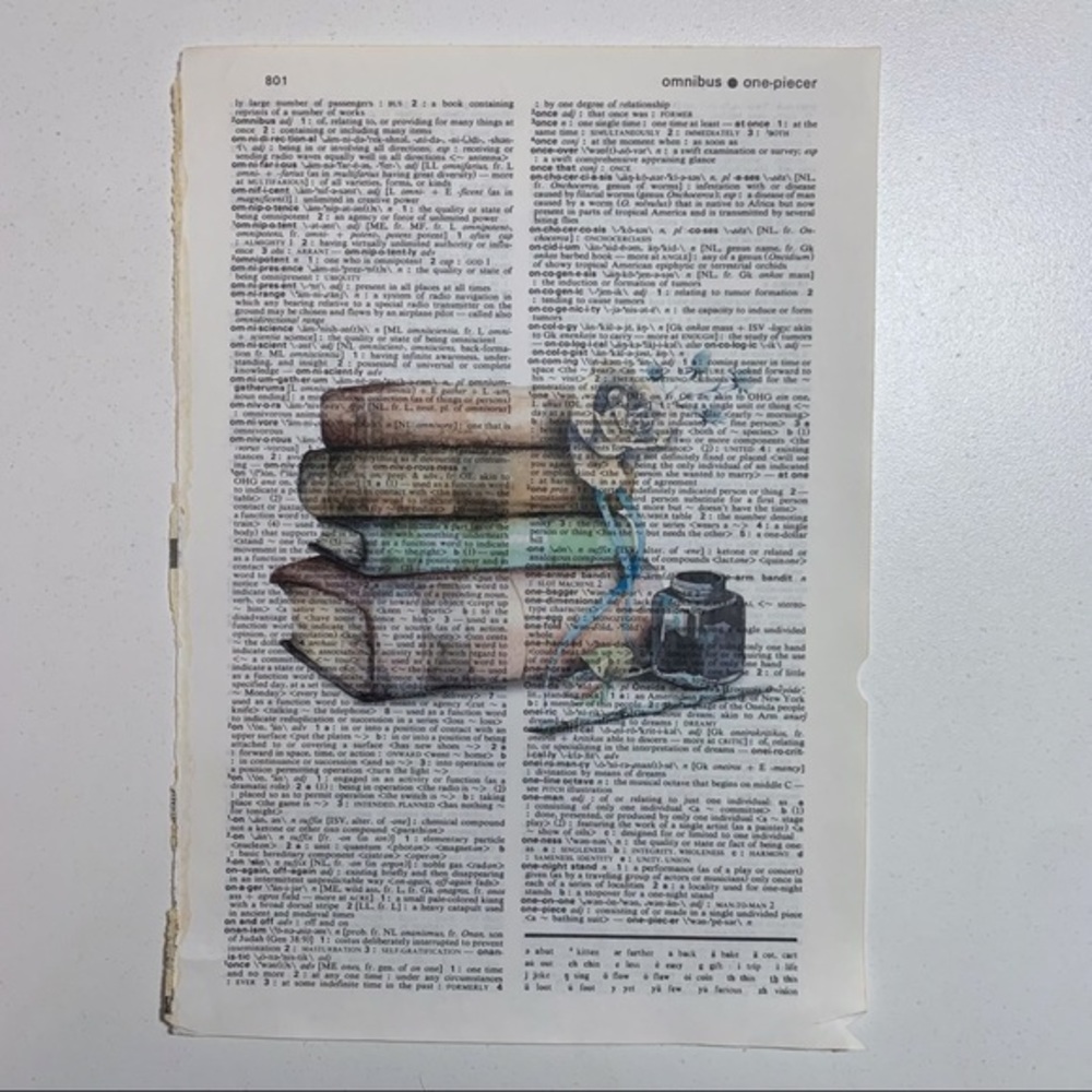 Dictionary Art Print Books and Rose Flower, Vintage Art Print - Picture 3 of 3